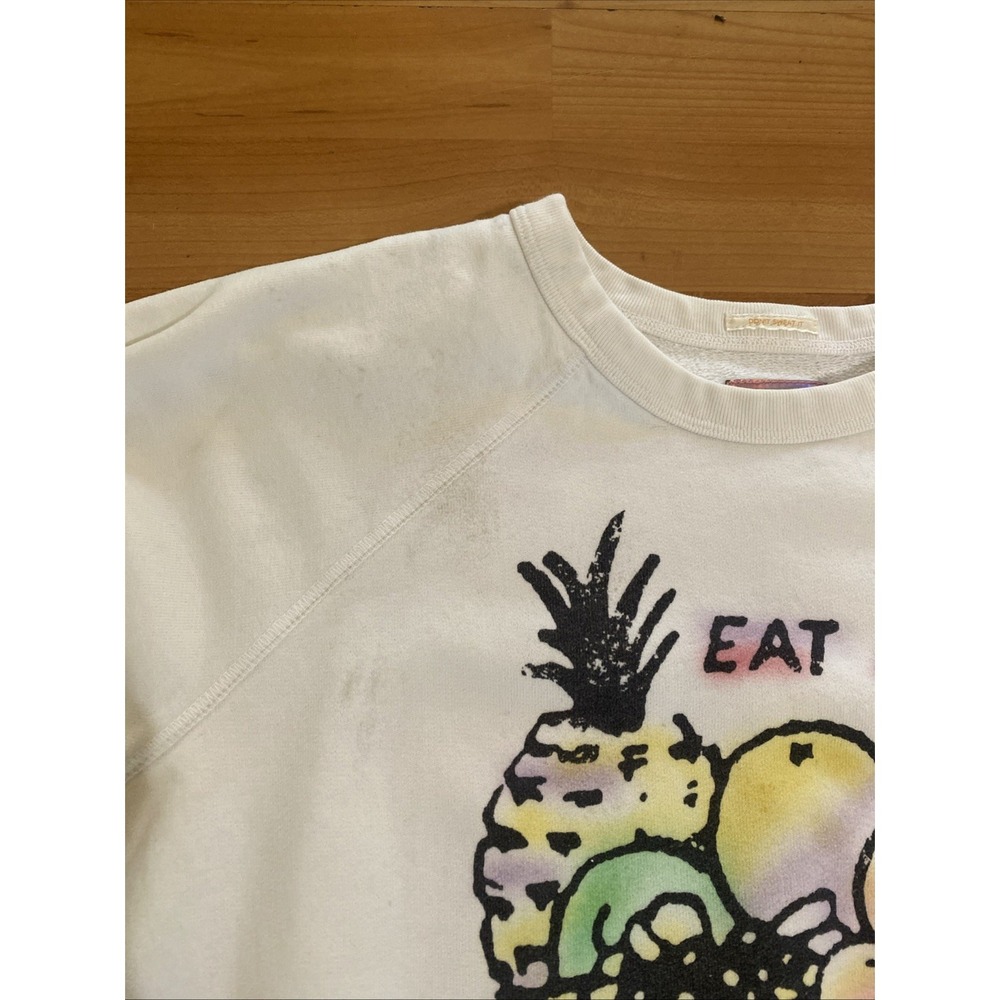 MOTHER The Concert Eat Fruit White Sweatshirt Women Size Small Graphic Pullover - Picture 7 of 12